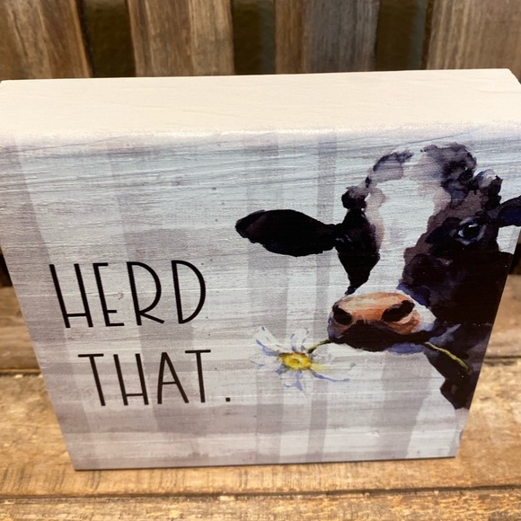 Farmhouse Cow Decor, Cow Herd That Wood Sign For Tier Trays, Small Cow Sign - Picture 10 of 10